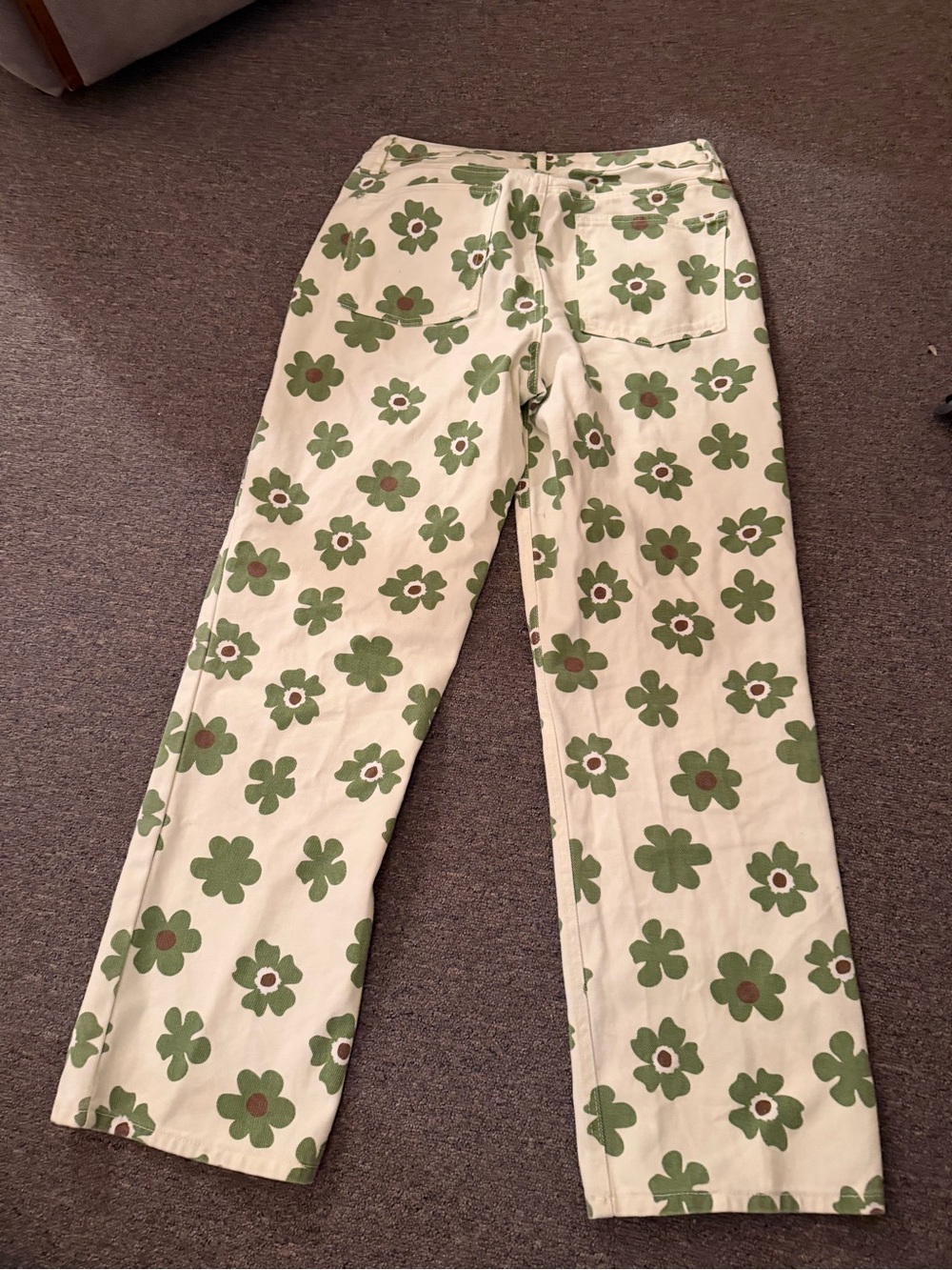 Cream Floral Print Jeans